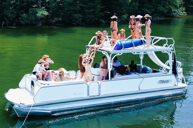 30ft Double Decker Slide Party Pontoon on Percy Priest - 16 max - Key Points