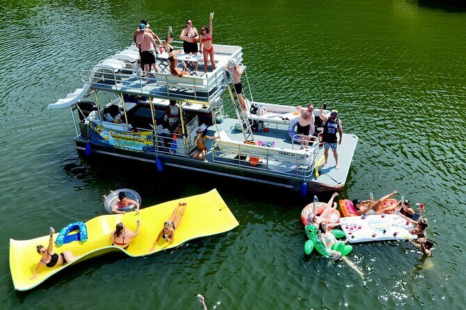 30ft Double Decker Triple Slide Party Boat with Captain up to 22 - Key Points