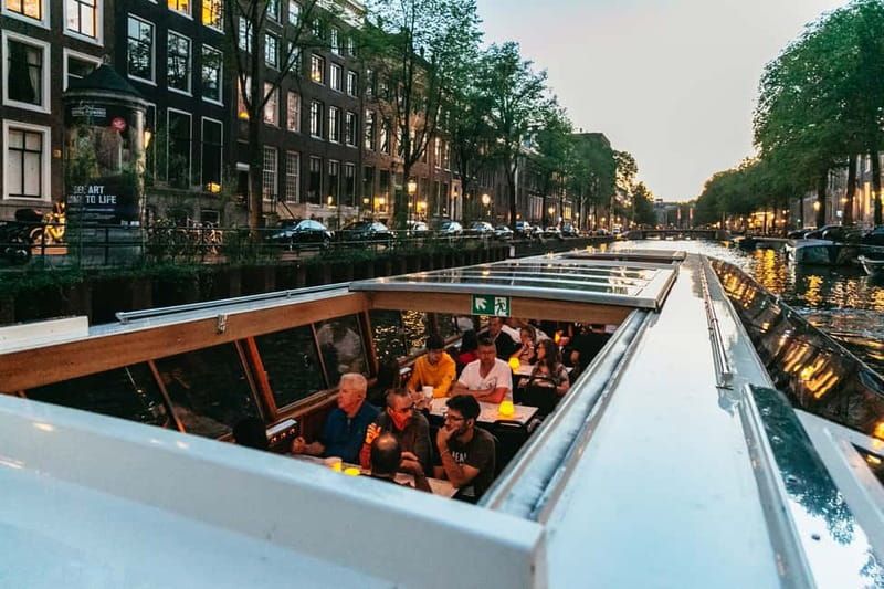 Amsterdam: Evening Cruise with Optional Wine and Snacks - EYE Film Institute Netherlands and A’DAM Tower: modern landmarks in the same glow