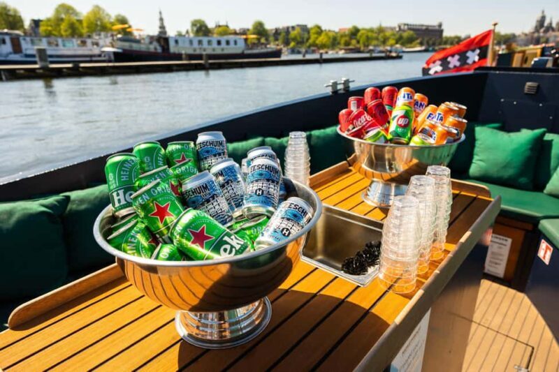 Amsterdam: Guided Open Boat Cruise Unlimited Drinks Option - Key Points