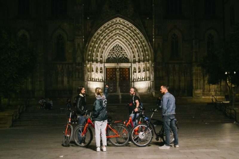 Barcelona Bike Tour by Night with Cava - The Cava and the View at Plaza España