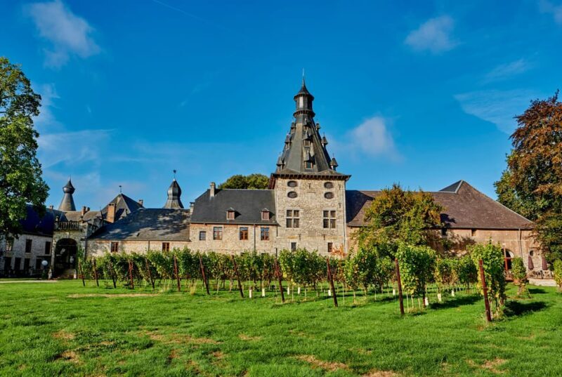Bioul (near Dinant) : Château de Bioul Tour and Wine Tasting - The Setting and Architecture