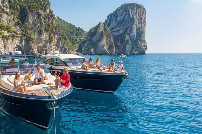 Capri in a Day from Positano by Premium Boat Tour + City Visit - The early coast views: Spiaggia Grande and Bagni di Tiberio