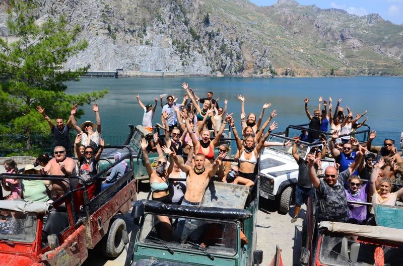 City of Side: Green Canyon Jeep Tour, Boat Trip & Waterfall - Boat trip on Green Lake: calm water after the jeep chaos