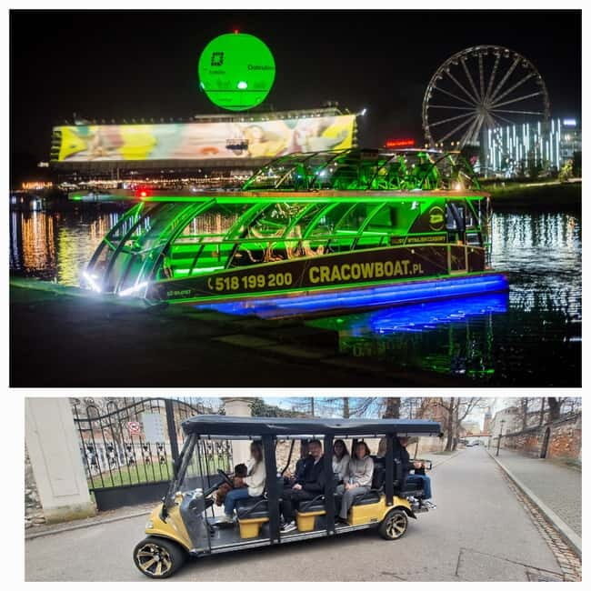 City Tour Cracow golf car plus Cruise on the Vistula River. - Key Points