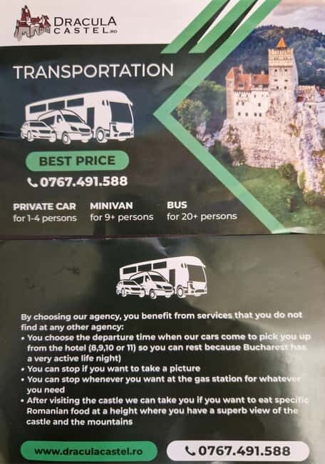 Exclusiv Dracula Bran Castle Day trip - only 6-7 hours - The Pickup and Departure Flexibility