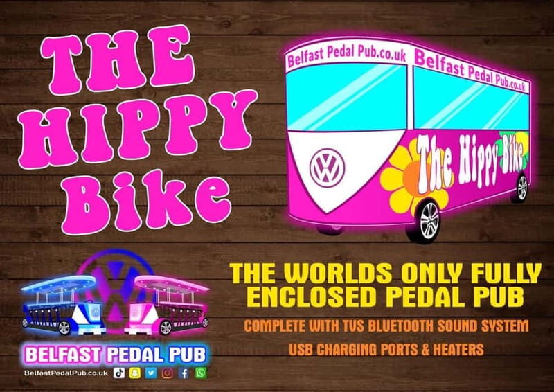 Fully Enclosed Pink Party Bike around Belfast - Key Points