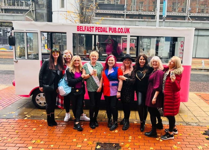 Fully Enclosed Pink Party Bike around Belfast - What to Expect on the Pink Party Bike Tour