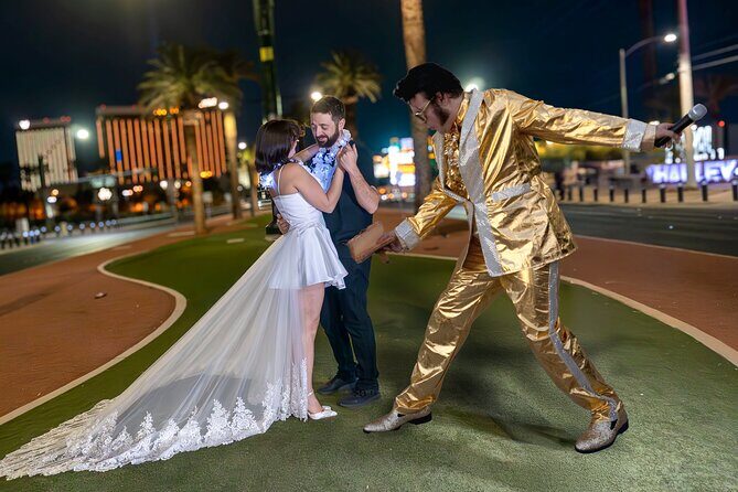 Gold Elvis Wedding or Vow Renewal at Las Vegas Sign - Introducing the Gold Elvis Wedding or Vow Renewal at Las Vegas Sign