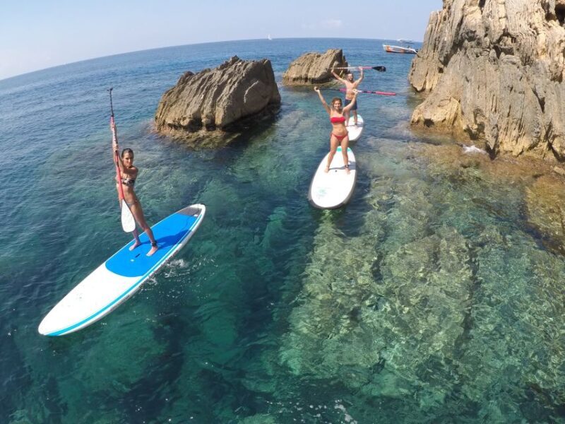 Ibiza: SUP & Snorkel Boat Tour with Caves, Drinks & Photos - Key Points