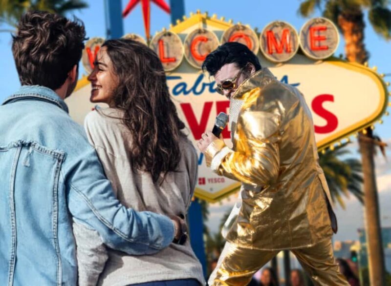 Las Vegas: Gold Elvis Vow Renewal or Wedding at Welcome Sign - Key Points