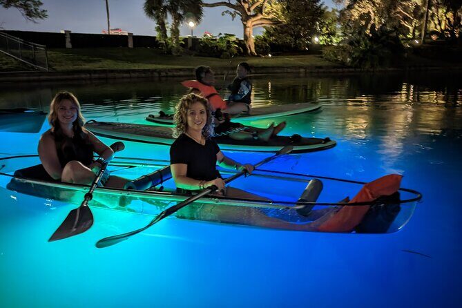 LED Glow in the Dark Clear Kayak or Clear Paddleboard in Paradise - Exploring Orlando’s Night Glow Experience on Lake Ivanhoe