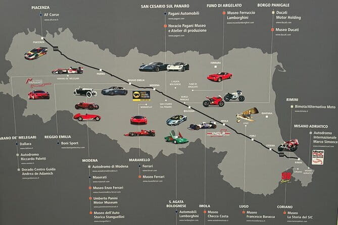 Motor Valley from Florence: Ducati,Lambo,Pagani&Ferrari+Food&Wine - Key Points
