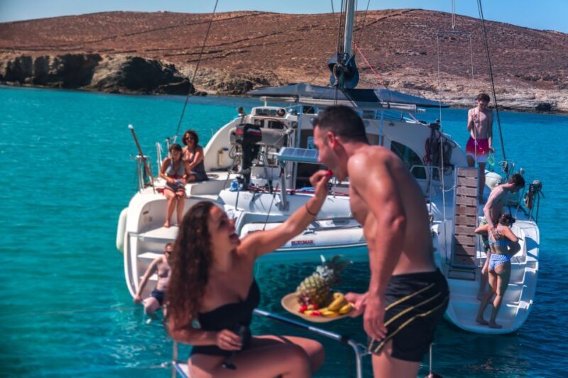 Mykonos: Catamaran Cruise with Lunch, Drinks and Transfer - FAQ