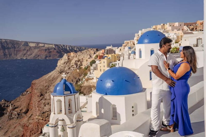Oia: Couple Photoshoot Seprate Entrance to Blue Dome - Practical Details and Tips