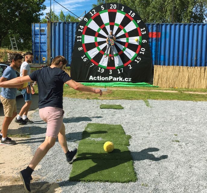 Prague: Giant Football Darts Game with Round of Beers & BBQ - Key Points