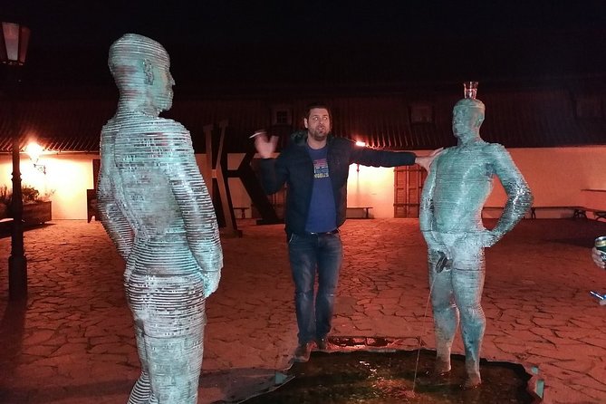 Prague Riverside Party - Stop 3: Charles Bridge Cross in the Evening Light