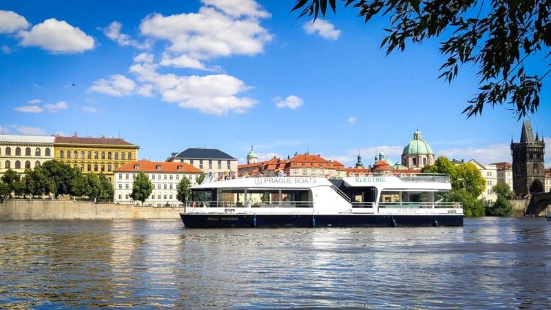 Prague: Vltava River Sightseeing Cruise - Inside vs. outside seating on a modern electric boat