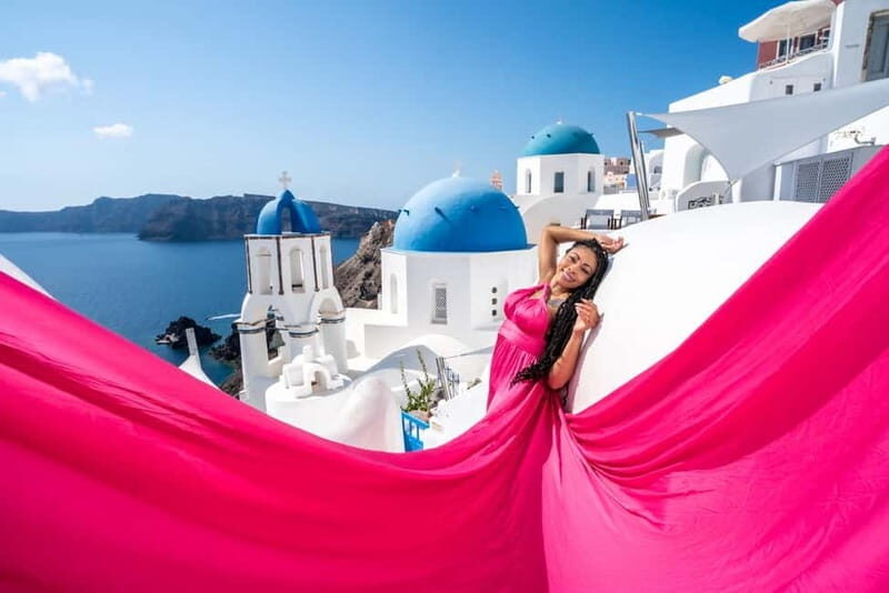 Private Flying Dress Photoshoot Santorini With Pickup - Key Points