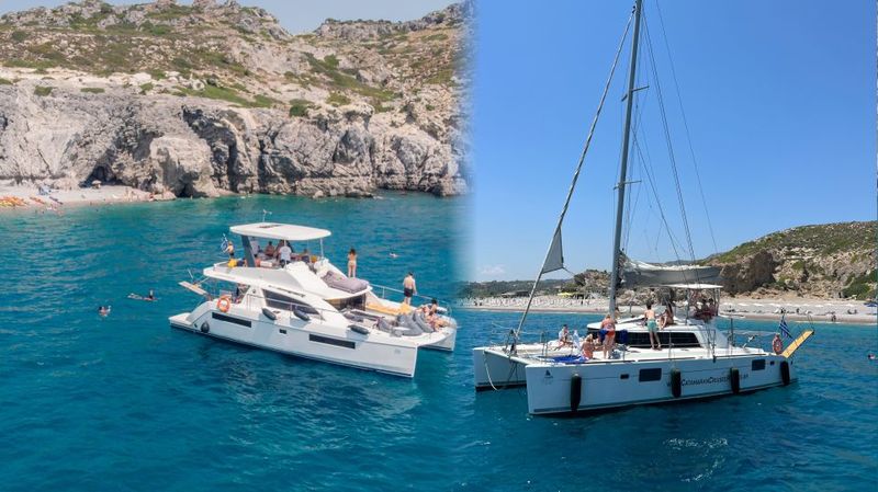 Rhodes: All-Inclusive Catamaran Cruise with Lunch and Drinks - Unlimited Drinks: Wine and Beer from 12:00 PM