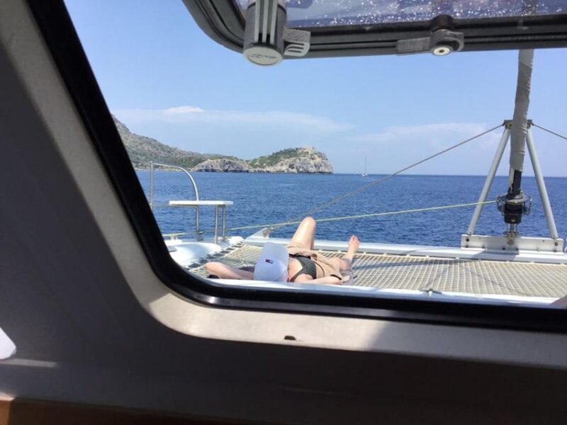 Rhodes: Sailing Catamaran Day Cruise with food and drinks - Key Points