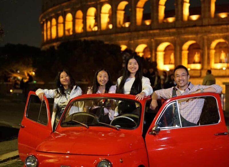 Rome: Night photosession in a Fiat 500 with Aperol Spritz - Guided Commentary and Personal Touches