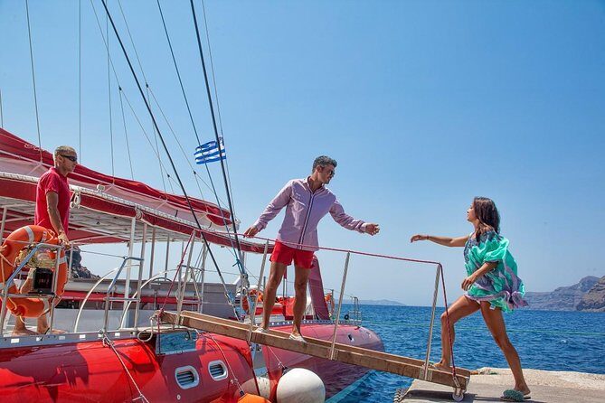 Sailing Catamaran Cruise in Santorini with BBQ, Drinks and Transfer - FAQ