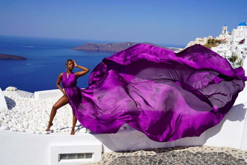 Santorini: Flying Dress Photoshoot Private Entry to Blue Dom - Key Points