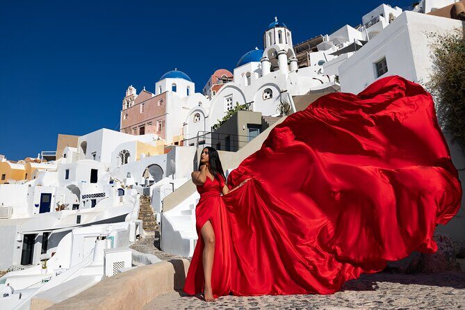 Santorini Flying Dress Photoshoot  Private Tour & Photos - FAQs