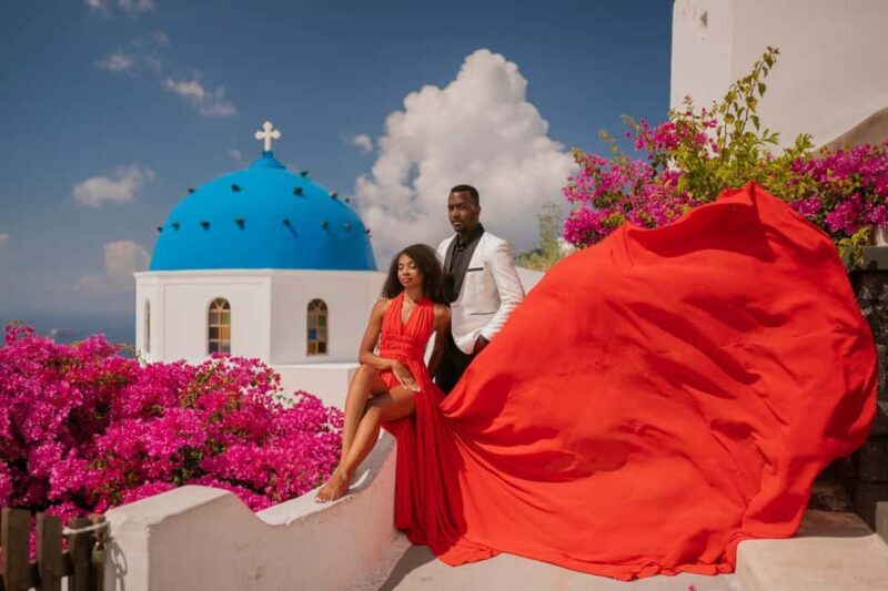 Santorini: Flying Dress Photoshoot with Pickup - The Sum Up