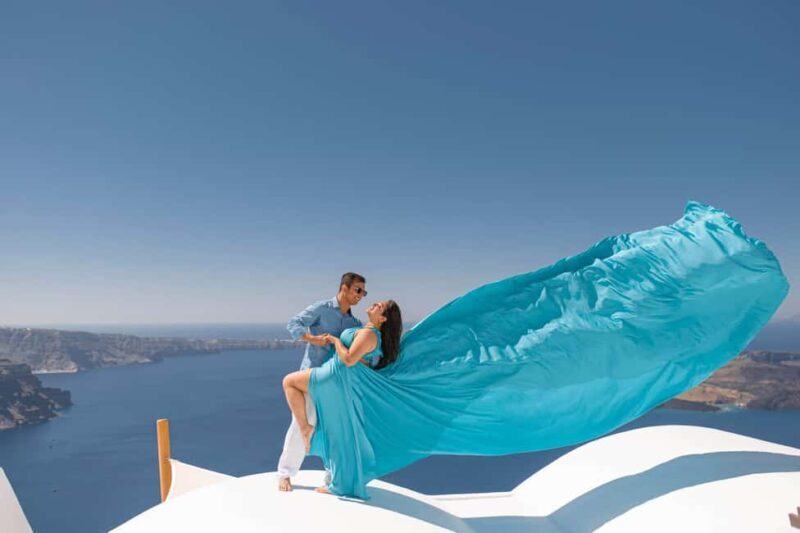 Santorini: Flying Dress with Photos & Video Reel - Additional Location Options