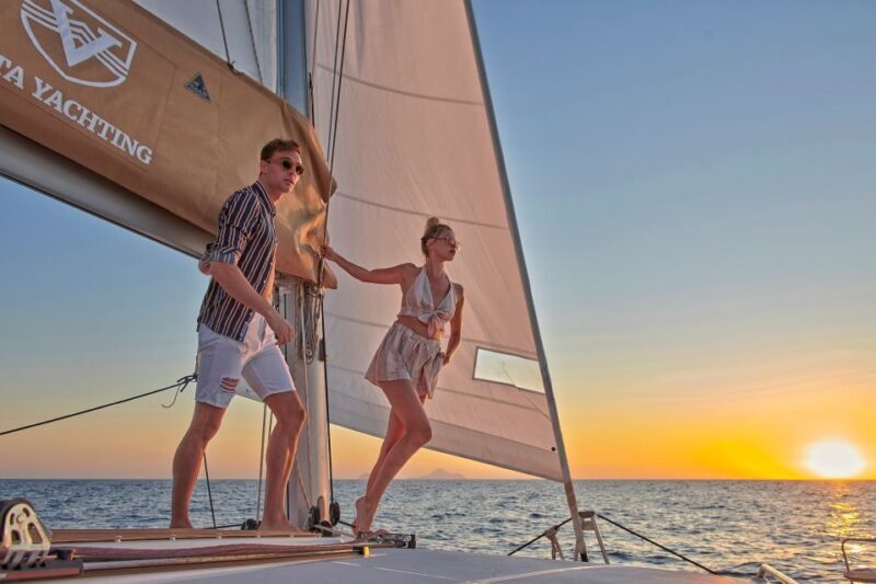 Santorini Gold Catamaran Cruise with Snorkel, BBQ & Open Bar - The Sum Up