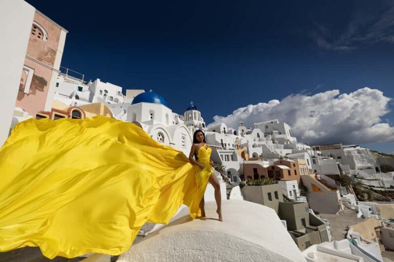 Santorini: Private Flying Dress Photoshoot at Blue Domes - Key Points