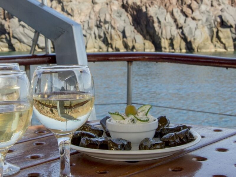 Santorini: Traditional Wooden Boat Tour with Meal and Wine - Frequently Asked Questions