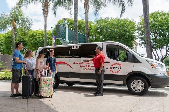 Shared Airport Arrival Transfer: LAX International Airport to Anaheim, Buena Park or Garden Grove - Key Points