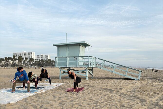 Stretch and Sip: Yoga with Fresh Juice on Santa Monica Beach - A Relaxing Yoga Session by Santa Monica Beach with Fresh Juice