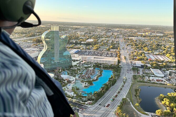 Sunset Helicopter Tour around Hard Rock Guitar, Cities & Beaches - Key Points