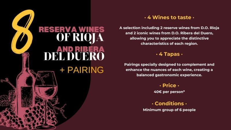 Tasting: Reserve Wines (Rioja and Ribera del Duero) +Pairing - A Friendly Look at the Reserve Wines (Rioja and Ribera del Duero) + Pairing Tour