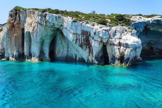 Zakynthos All Day Tour Shipwreck beach, view point-Blue Caves - White Beach: swim-friendly and very bright sand